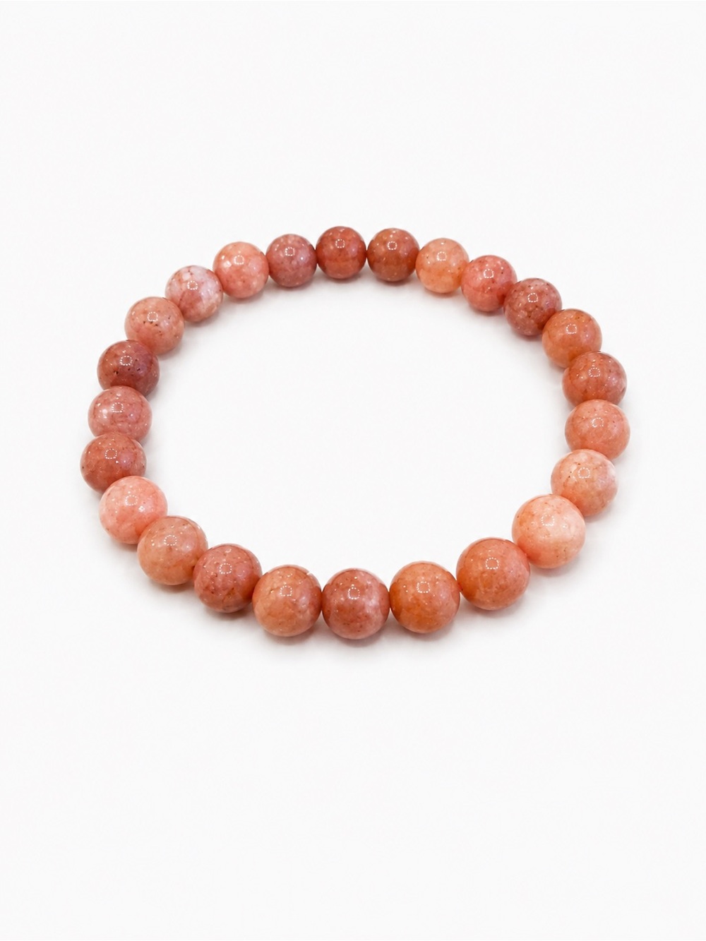 Peach Sunstone Gemstone Bead Bracelet